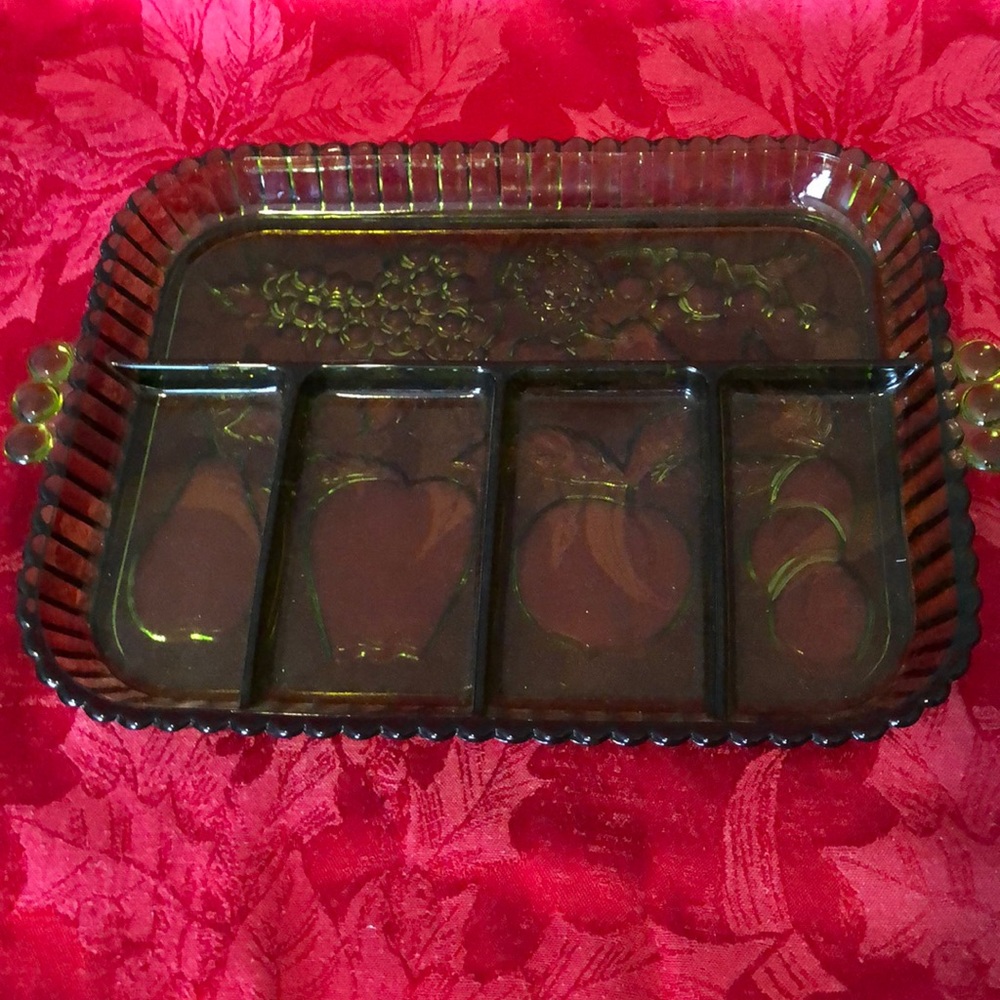 Vintage Indiana Green Relish serving tray